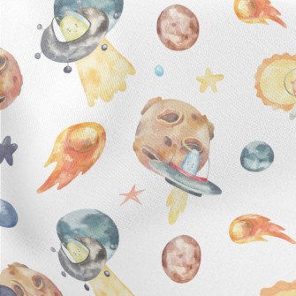Watercolor Cute Alien Stretch Ponte