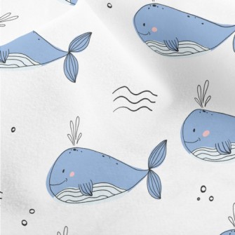 Simple Hand Drawn Whale Micro Fleece