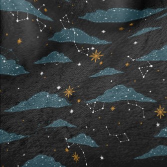 Hand Drawn Stars And Clouds Minky