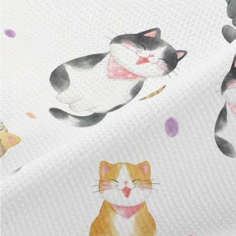 Hand Drawn Happy Cat Piqué