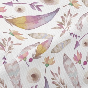 Watercolor Feathers And Plants Piqué