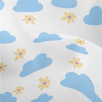 Small Flowers And Blue Clouds Lightweight Performance Linen
