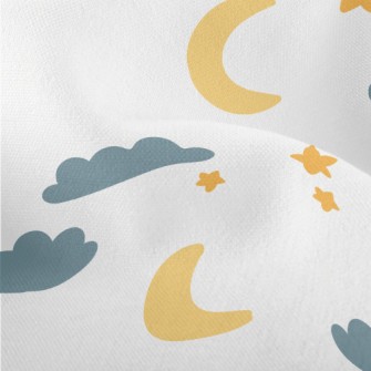 Cute Doodle Night Sky Lightweight Performance Linen