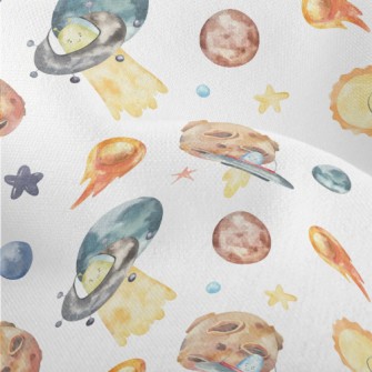 Watercolor Cute Alien Lightweight Performance Linen