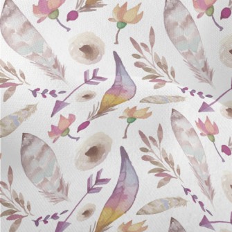 Watercolor Feathers And Plants Lightweight Performance Linen