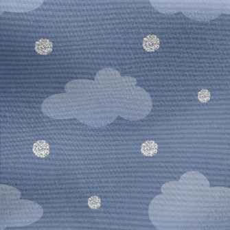 Clouds With Silver Decoration Jersey Backed Fleece