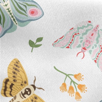 Summer Exotic Moth Jersey Backed Fleece