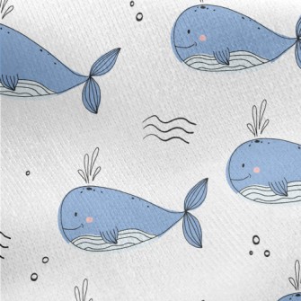 Simple Hand Drawn Whale Jersey Backed Fleece