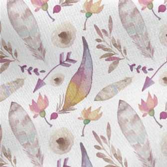 Watercolor Feathers And Plants Jersey Backed Fleece