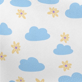 Small Flowers And Blue Clouds Pongee