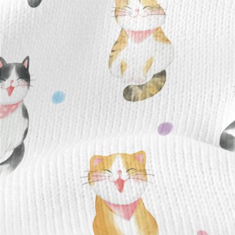 Hand Drawn Happy Cat Stretch Jersey