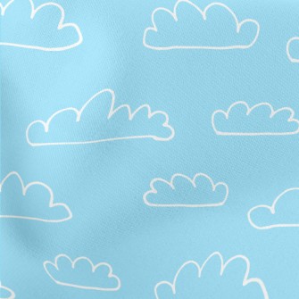 Cute White Cloud Graffiti Lightweight Cotton Poplin