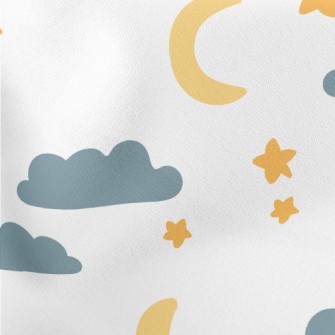 Cute Doodle Night Sky Lightweight Cotton Poplin