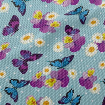 Beautiful Butterfly Flowers Birdseye Piqué
