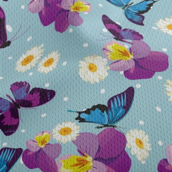 Beautiful Butterfly Flowers Athletic Mesh Flat Back