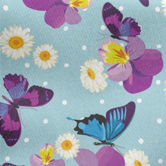 Beautiful Butterfly Flowers Jersey Backed Fleece