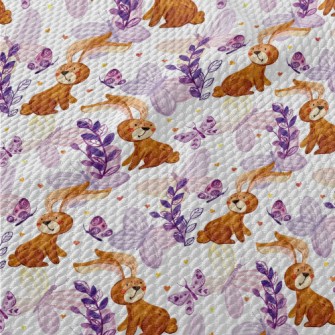Cute Bunny Butterfly Birdseye Piqué