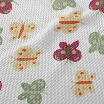 Childlike Style Butterfly Birdseye Piqué