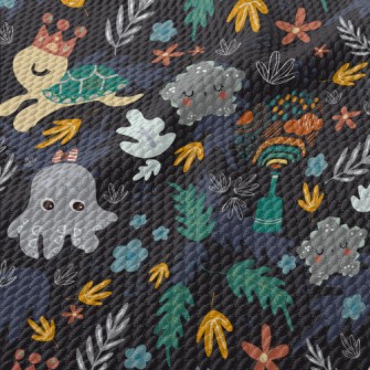 Mysterious Undersea Creatures Birdseye Piqué