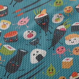 Funny Japanese Sushi Birdseye Piqué