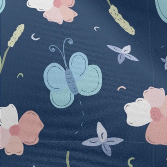 Cold Tones Butterfly Flowers Chiffon