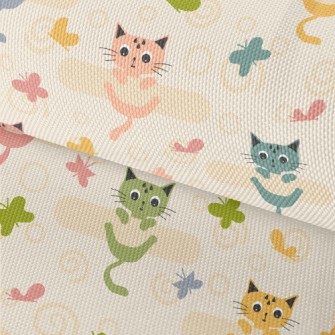 Colorful Kitten Butterfly Waterproof Oxford