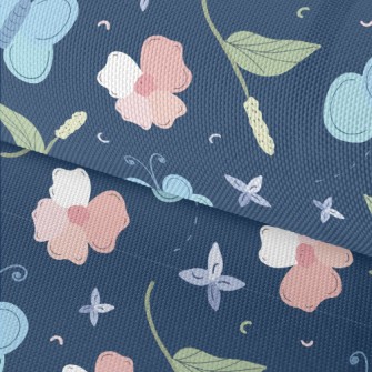 Cold Tones Butterfly Flowers Waterproof Oxford