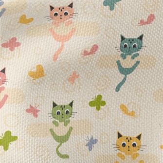 Colorful Kitten Butterfly Waterproof Canvas