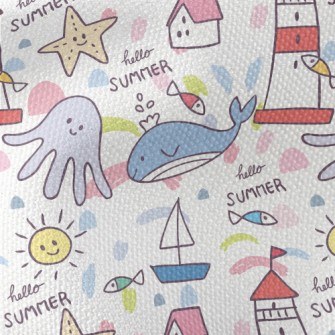 Lighthouse Whale Octopus Waterproof Canvas