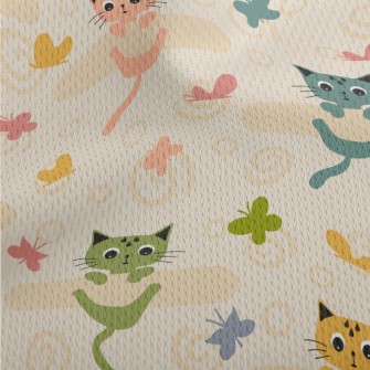 Colorful Kitten Butterfly Athletic Mesh Flat Back