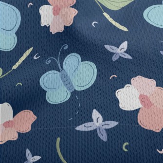 Cold Tones Butterfly Flowers Athletic Mesh Flat Back