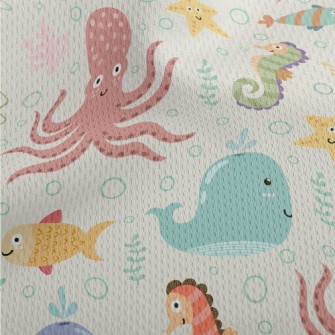 Colorful Underwater Creatures Athletic Mesh Flat Back