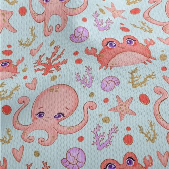 Big Eyed Crab Octopus Athletic Mesh Flat Back