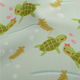 Cute Turtle Couple Athletic Mesh Flat Back