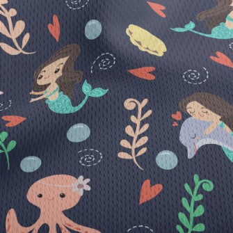 Playful Mermaid Octopus Athletic Mesh Flat Back