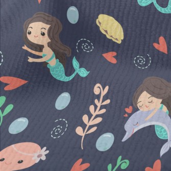 Playful Mermaid Octopus Terry