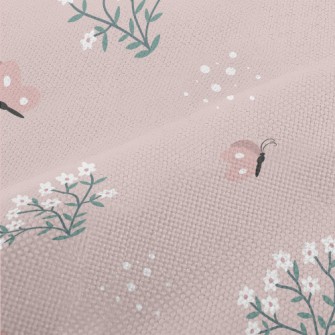Butterflies Flying Among Flowe Performance Linen