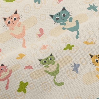 Colorful Kitten Butterfly Performance Linen