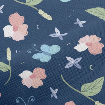 Cold Tones Butterfly Flowers Performance Linen