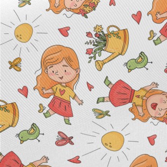 Lively And Cute Little Girl Twill