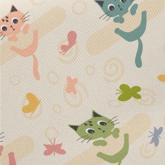 Colorful Kitten Butterfly Twill
