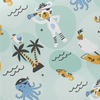 Pirate Ship Crab Octopus Twill