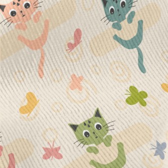 Colorful Kitten Butterfly Standard Corduroy