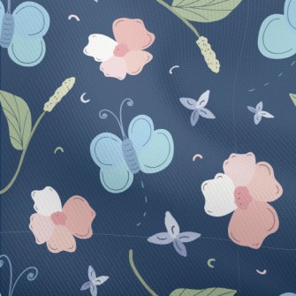 Cold Tones Butterfly Flowers Dobby