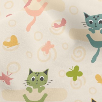 Colorful Kitten Butterfly Micro Fleece