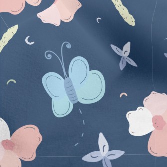 Cold Tones Butterfly Flowers Micro Fleece