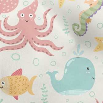 Colorful Underwater Creatures Micro Fleece