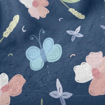Cold Tones Butterfly Flowers Minky