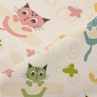 Colorful Kitten Butterfly Piqué