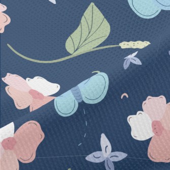 Cold Tones Butterfly Flowers Piqué